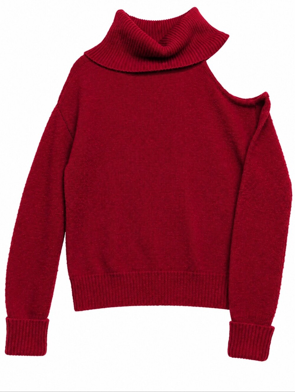 Guess Red Cold-Shoulder Turtleneck Sweater